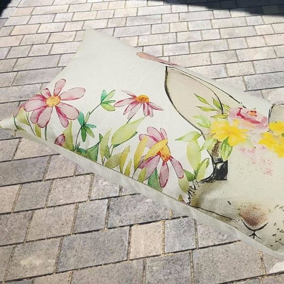 Easter Throw Pillow Covers Bunny Decorative Accent Cases Cottage Spring Decor - Picture 10 of 10